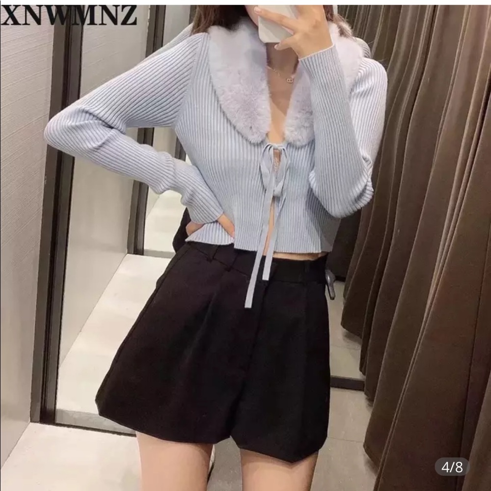 Fur trim cardigan